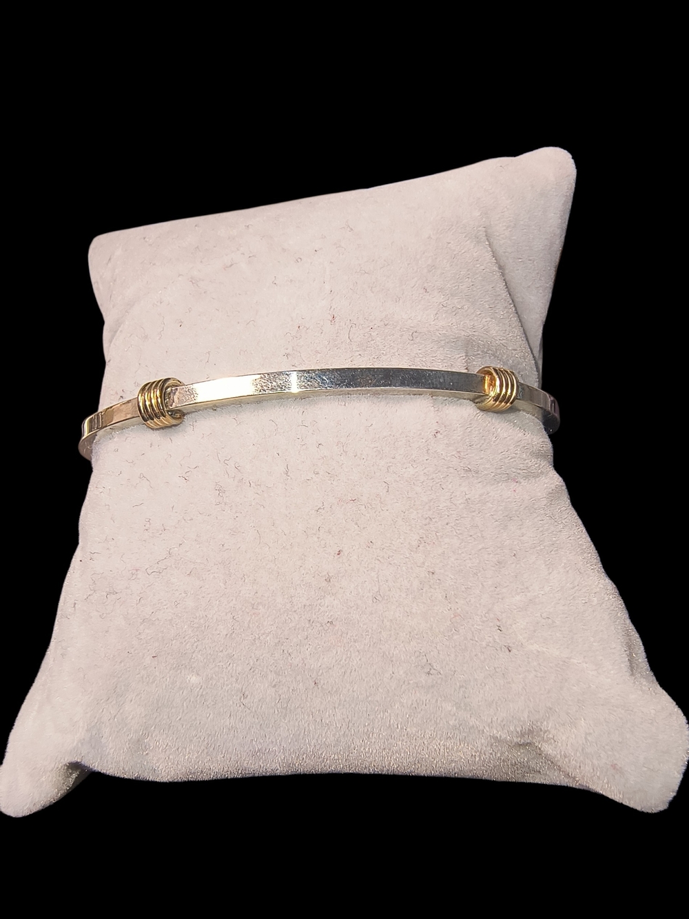 Sterling Silver Signed Artisan Open Cuff Bracelet with Gold Accent - Picture 5 of 8